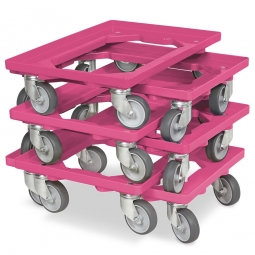 6x Transportroller im Spar-Set, Farbe violett, für Kästen, Körbe, Kartons 600x400 mm