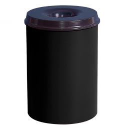 Sicherheits-Papierkorb, Inhalt 15 Liter, schwarz, HxØ 360x255 mm ,Stahlblech, Einwurföffnung Ø 110 mm