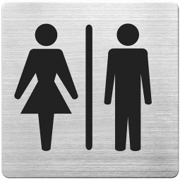 Hinweisschild "WC-Damen und Herren", Edelstahl, HxBxT 90x90x1 mm