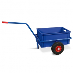 Handwagen mit Kunststoffkasten, H 280 mm, blau, LxBxH 1250x640x660 mm, Tragkraft 200 kg