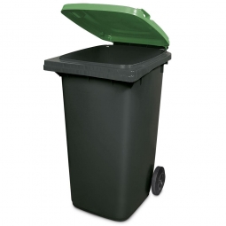 240 Liter MGB, Müllbehälter in grau mit grünem Deckel