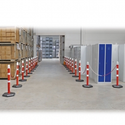 Ketten- / Warnständer Komplett-Set mit 20 Kettenständern, 38 m Kette, Rohr Ø 70 mm, Höhe 1000 mm, Kunststofffuß betongefüllt