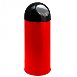 Push-Abfallbehälter mit Innenbehälter, rot, Inhalt 40 Liter, HxØ 670x310 mm, Stahlblech