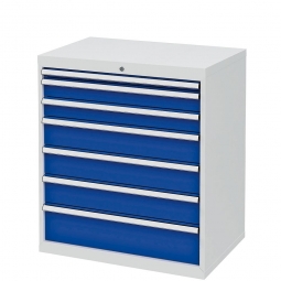 System-Schubladenschrank mit 7 Schubladen, BxTxH 900x575x1020 mm, lichtgrau/enzianblau