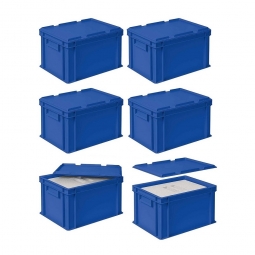 6x EPS-Thermobox in Eurobox mit Deckel, LxBxH 400x300x235 mm, blau