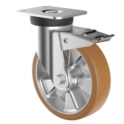 Schwerlast-Lenkrolle mit Bremse, Polyurethan, Rad-ØxB 160x50 mm, Tragkraft 880kg
