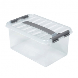 Clipbox mit Deckel, Inhalt 6 Liter, LxBxH 300x200x140 mm, Polypropylen (PP), transparent