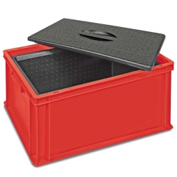 Eurobehälter mit EPP-Isolierbox, geschlossen, LxBxH 600x400x320 mm, 34 Liter, rot