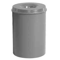 Sicherheits-Papierkorb, Inhalt 15 Liter, silber, HxØ 360x255 mm, Stahlblech, Einwurföffnung Ø 110 mm