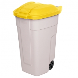 Fahrbare Tonne - 100 Liter, BxTxH 510x550x850 mm, beige/gelb