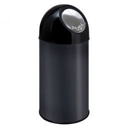 Push-Abfallbehälter mit Innenbehälter, met./schw., Inhalt 30 Liter, HxØ 540x310 mm, Stahlblech