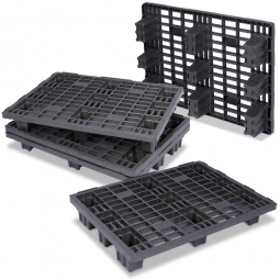 5x Leichtpalette im halben Euromaß, LxBxH 800x600x130 mm, 9 Füsse, Deckfläche durchbrochen, schwarz