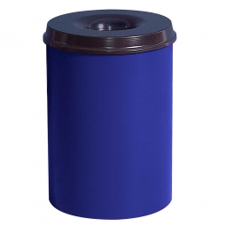 Sicherheits-Papierkorb, Inhalt 30 Liter, blau, HxØ 470x335 mm, Stahlblech, Einwurföffnung Ø 115 mm