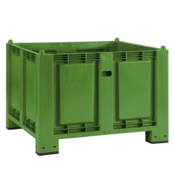 Palettenbox mit 4 Füßen, LxBxH 1200x800x850 mm, Tragkraft 500 kg, grün, Boden/Wände geschlossen