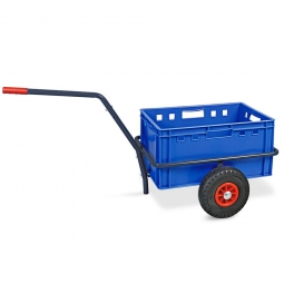 Handwagen anthrazit mit E3 Kunststoffkasten blau, H 300 mm - LxBxH 1250x640x660 mm, Tragkraft 200 kg