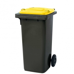 120 Liter MGB, Müllbehälter in anthrazit mit gelbem Deckel
