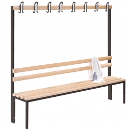 Einseitige Garderobenbank ohne Schuhrost, 8 Doppelhaken, LxTxH 2000x405x1650 mm Einseitige Garderobenbank ohne Schuhrost, 8 Doppelhaken, LxTxH 2000x405x1650 mm