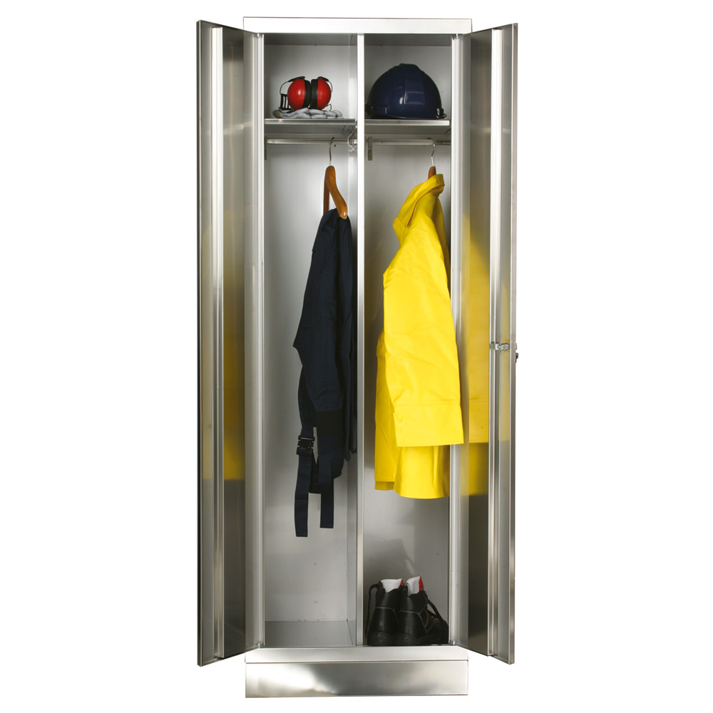 Edelstahl-Kleiderspinde, HxBxT 1800x600x500 mm, Material V2A-4301, 1 mm