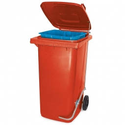 Müllbehälter, 120 Liter, rot, mit Fußpedal und Klemmring, BxTxH 480x550x930 mm, Niederdruck-Polyethylen (PE-HD)