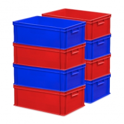 8x Euro-Stapelbehälter 600x400x220 mm, 4x blau + 4x rot