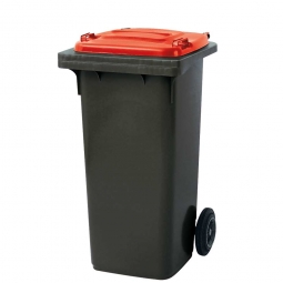 120 Liter MGB, Müllbehälter in anthrazit mit rotem Deckel