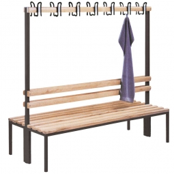 Doppelseitige Garderobenbank ohne Schuhrost, 2x8 Doppelhaken, LxTxH 2000x760x1650 mm Doppelseitige Garderobenbank ohne Schuhrost, 2x8 Doppelhaken, LxTxH 2000x760x1650 mm