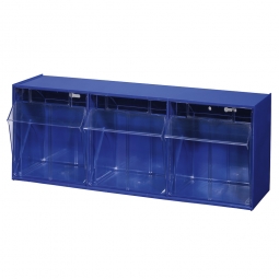 Kleinteilemagazin "Blue" mit 3 Klarsichtboxen, Set 5, BxHxT 600x240x200 mm, Behälter je BxHxT 176x161x149 mm