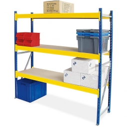 Weitspannregal mit 3 Holzbodenebenen, Stecksystem, BxTxH 1880x605x2000 mm, Tragkraft 880 kg/Ebene