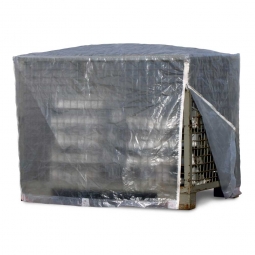 Abdeckhaube für Gitterbox, 2 Reißverschlüsse, transparent, LxBxH 1250x850x980 mm, Materialstärke 120 g/qm