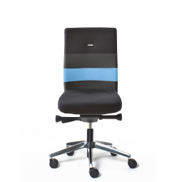 Bürodrehstuhl „Agilis AG10“, Polster schwarz mit blauem Kontraststreifen, belastbar bis 120 kg