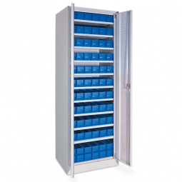 Schrank mit Regalkästen, blau, LxBxH 400x91x81 mm, Türen in lichtgrau RAL 7035