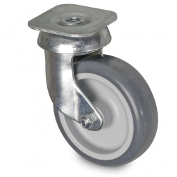 Lenkrolle Stahl verzinkt mit grauem Gummi-Rad, Rad ØxB 100x30 mm, Tragkraft: 100 kg