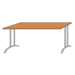 Schreibtisch mit Bogenformgestell, weißaluminium, Platte Buche, BxTxH 1600x800x720 mm