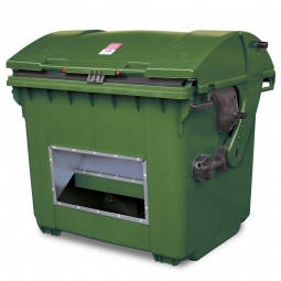 Streugutbehälter mit Entnahmeöffnung, grün, 1100 Liter, BxTxH 1365x1060x1450 mm