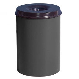 Sicherheits-Papierkorb, Inhalt 50 Liter, lichtgrau, HxØ 630x335 mm, Stahlblech, Einwurföffnung Ø 115 mm
