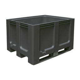 Großbox / Großbehälter mit 3 Kufen, 610 Liter, LxBxH 1200x1000x760 mm, Boden/Wände geschlossen, anthrazit