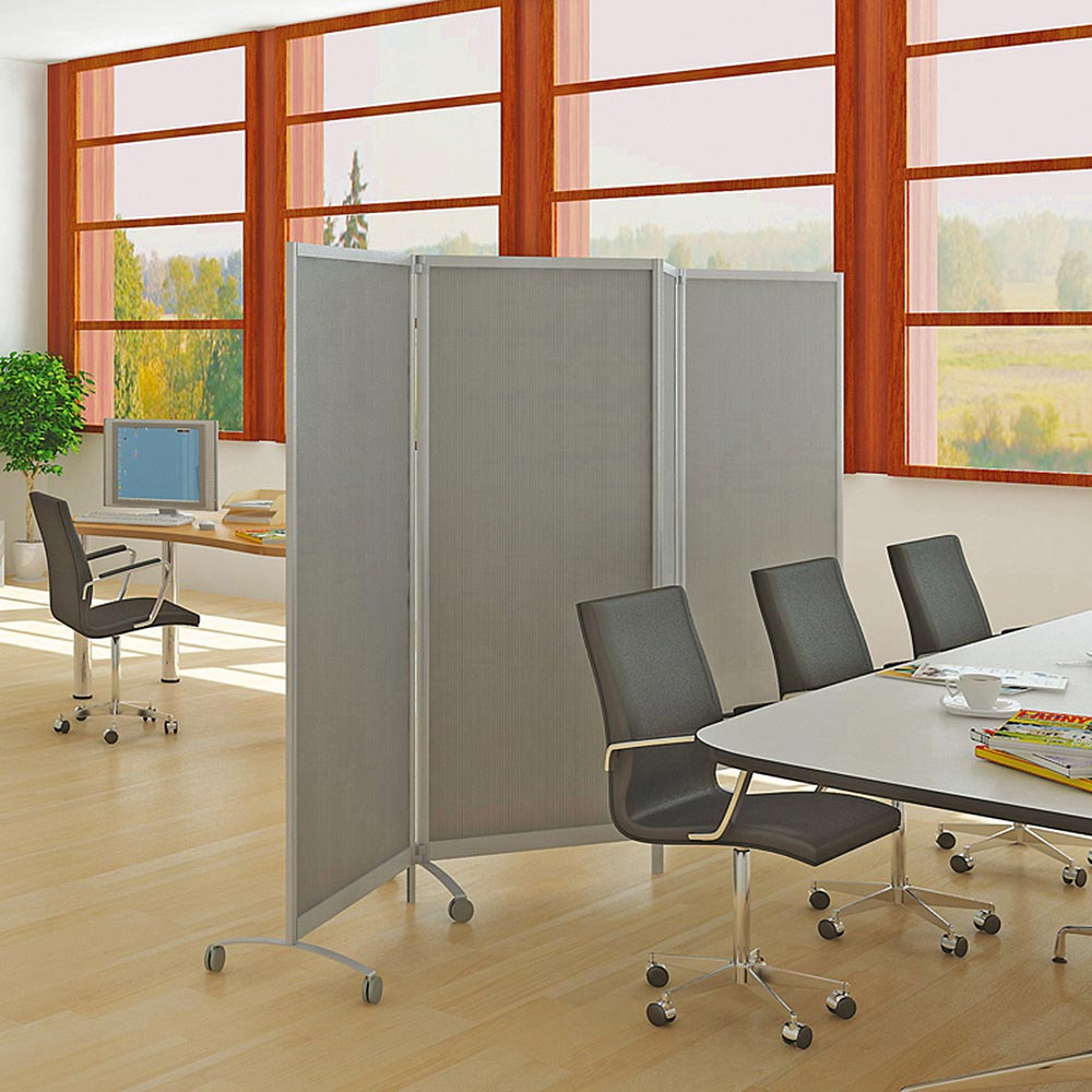 Mobile Trennwand, alufarben, HxBxT 1700x1520(2x760)x20 mm, mobil und