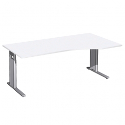 Schreibtisch PREMIUM höhenverstellbar, rechts, Weiß/Silber, BxTxH 1800x800/1000x680-820 mm