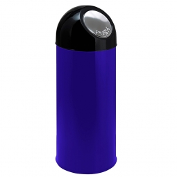Push-Abfallbehälter, Inhalt 55 Liter, blau, HxØ 820x310 mm, Stahlblech, Einwurföffnung Ø 160 mm