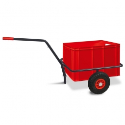 Handwagen mit Kunststoffkasten, H 420 mm, rot, LxBxH 1250x640x660 mm, Tragkraft 200 kg