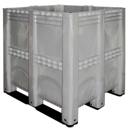 Elefantenbox / XXL-Box mit 3 Kufen, LxBxH 1300x1150x1250 mm, grau, Inhalt 1400 Liter, Wände und Boden geschlossen