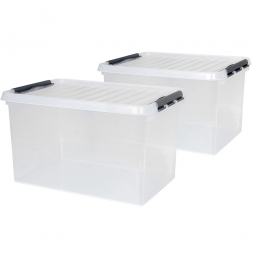 Ordnerboxen-Set mit Deckel, Inhalt 62 Liter, LxBxH 600x400x340 mm, Polypropylen transparent (VE=2 Stück)