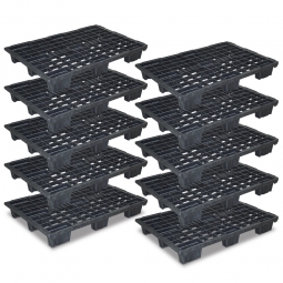 10x Euro-Leichtpalette, schwarz, LxBxH 1200x800x153  mm, Deckfläche durchbrochen