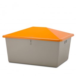 Streugut-Behälter, Volumen 1500 L, grau/orange, BxTxH 1840x1430x1040 mm, glasfaserverstärkter Kunstst. (GFK)