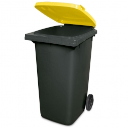 240 Liter MGB, Müllbehälter in anthrazit mit gelbem Deckel