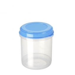 Lebensmitteldose, 1,25 Liter, ØxH 120x155 mm, Polypropylen, Dose glasklar, Deckel blau