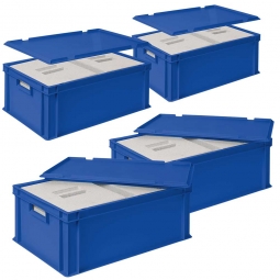 4x 2 EPS-Thermoboxen in Eurobox mit Deckel, LxBxH 600x400x220 mm, blau