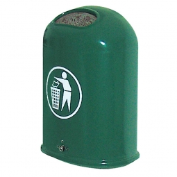 Feuerverzinkter Abfallbehälter mit Bodenklappe, 45 Liter, dunkelgrün, BxTxH 430x330x600 mm