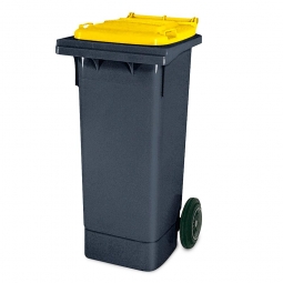 80 Liter MGB, Müllbehälter in grau mit gelbem Deckel