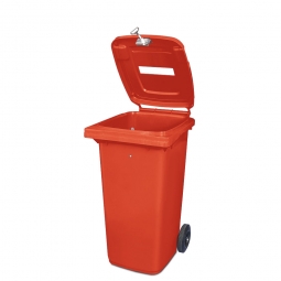 Müllbehälter mit Papiereinwurf, verschließbar, 120 Liter, rot